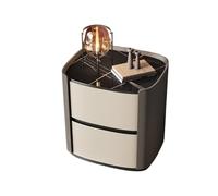 Vepnby Comodino, Comodino Piccolo con 2 Cassetto, Piano in Ardesia,Senza Maniglie, Mobile Con Cassetti per Camera Da Letto, Soggiorno(Black,45x40x50cm)