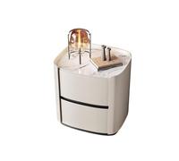 Vepnby Comodino, Comodino Piccolo con 2 Cassetto, Piano in Ardesia,Senza Maniglie, Mobile Con Cassetti per Camera Da Letto, Soggiorno(Off-white,45x40x50cm)