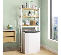 Vepnby Mobile Lavatrice, 3 Ripiani Scaffale Lavatrice, Mobile Sopra Lavatrice Salvaspazio con Asta di Sospensione per Bagno O Lavanderia(White,Flip cover)