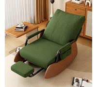 Vepnby Sedia a Dondolo con Poggiapiedi, Poltrone Salotto Poltrona, Sedia Allattamento Mamma con Cinghie a Schienale e Pedali per rilassarsi e leggere(Green Brown,With Pedals)