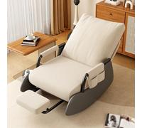 Vepnby Sedia a Dondolo con Poggiapiedi, Poltrone Salotto Poltrona, Sedia Allattamento Mamma con Cinghie a Schienale e Pedali per rilassarsi e leggere(White Gray,With Pedals)