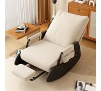 Vepnby Sedia a Dondolo con Poggiapiedi, Poltrone Salotto Poltrona, Sedia Allattamento Mamma con Cinghie a Schienale e Pedali per rilassarsi e leggere(White Black,With Pedals)