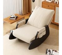 Vepnby Sedia a Dondolo con Poggiapiedi, Poltrone Salotto Poltrona, Sedia Allattamento Mamma con Cinghie a Schienale e Pedali per rilassarsi e leggere(White Black,Without Pedals)