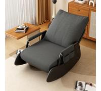 Vepnby Sedia a Dondolo con Poggiapiedi, Poltrone Salotto Poltrona, Sedia Allattamento Mamma con Cinghie a Schienale e Pedali per rilassarsi e leggere(Gray Black,Without Pedals)