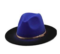 vepoty Cappello Fedora Cintura di lana Cappellini Jazz Cappello Fedora a tesa larga Cappellini rotondi americani Cappelli a bombetta per donna Uomo