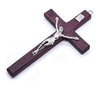 vepoty Croce da Parete in Legno, Design Antico, crocifisso da Appendere alla Parete, Croce Artigianale con Foro per la Decorazione della Parete della Chiesa Domestica