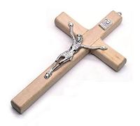 vepoty Croce da Parete in Legno, Design Antico, crocifisso da Appendere alla Parete, Croce Artigianale con Foro per la Decorazione della Parete della Chiesa Domestica
