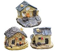 vepoty Mini Case 3 Pezzi minuscole Casette fatate Case in Pietra del Villaggio in Miniatura Figurine per Ornamenti per Case delle Bambole Fai da Te Accessori