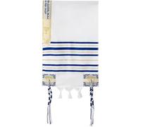 vepoty Scialle a Strisce Ebraico con Tzitzit, Scialle di Preghiera Messianico Tallit, Sciarpa in Stile Etnico per Cerimonie in Chiesa Ed Eventi Religiosi Ebraici