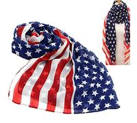 vepoty Sciarpa con bandiera americana 4 luglio Sciarpa patriottica a stelle e strisce USA Sciarpa sottile e leggera Bandana lunga alla moda