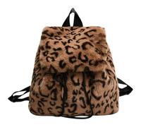 vepoty Zaino con Stampa Leopardata, alla Moda, in Peluche, Morbido E Casual, per Donne E Ragazze, per Viaggi, Shopping, Appuntamenti, Campus E Uso Quotidiano.