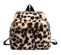 vepoty Zaino con Stampa Leopardata, alla Moda, in Peluche, Morbido E Casual, per Donne E Ragazze, per Viaggi, Shopping, Appuntamenti, Campus E Uso Quotidiano.