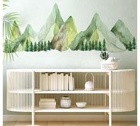 VePret Adesivi da parete in vinile con montagna ad acquerello, adesivi da parete in vinile con grande albero, rimovibile, decorazione per la casa, per camera da letto, soggiorno, aula e ufficio