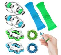 VEQENIFY Giocattoli Sensoriali Antistress 8 Pezzi, Rulli Chain Fidget Toy, Giocattoli in Rete di Marmo, Anelli Sensoriali a Punta, Alleviare lo Stress per Adulti e Bambini