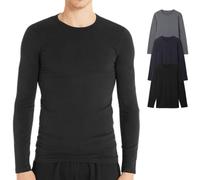 VEQUÈ Magliette da Uomo 100% Cotone Caldo Felpato Pacco da 3 Pezzi T-Shirt Uomo Maniche Lunghe Magliette e Canottiere Intime Made in Italy (IT, Testo, XXL, Regular, Regular, Blu+Grigio+Nero)