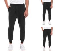 VEQUÈ Set 3 pezzi Pantaloni Sportivi da Uomo Caldo Cotone Felpato Jogger Nero Grigi Blu Tasche e Polsini Elastici Pantalone tuta sportivo palestra (IT, Testo, M, Regular, Regular, Nero+Nero+Nero)