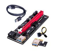 VER009 USB 3.0 PCI-E Riser VER 009S Express 1X 4x 8x 16x Extender Riser Adattatore Scheda SATA 15pin A 6 Spille Cavo di Alimentazione (Color : Black 60CM)