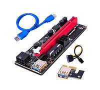 VER009 USB 3.0 PCI-E Riser VER 009S Express 1X 4x 8x 16x Extender Riser Adattatore Scheda SATA 15pin A 6 Spille Cavo di Alimentazione (Color : Blue 60CM)