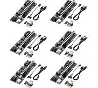 VER009S Scheda Riser PCIE da 1X a 16X per GPU, con cavo di estensione USB 3.0 da 0,6 m - Cavo di alimentazione SATA a 6 pin - Scheda adattatore GPU Extender per Bitcoin Ethereum Mining ETH (6 pezzi)