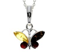 Vera ambra baltica e argento Sterling, piccolo dolce ciondolo a farfalla senza catena - 719