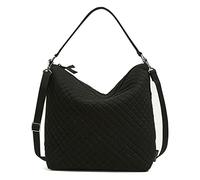 Vera Bradley Borsa a tracolla Hobo oversize in cotone, Nero - Cotone Riciclato, Taglia unica