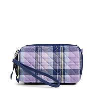 Vera Bradley Borsa a tracolla in cotone da donna con protezione RFID, Plaid Ametista - Cotone Riciclato, Taglia unica
