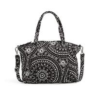 Vera Bradley Borsa a Tracolla in Cotone, Pieghettata, Cinghie Multiple, Borsetta Donna, Medaglione a Bandana Nero, Taglia Unica