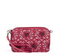 Vera Bradley Borsa a tracolla in cotone tutto in uno con protezione RFID, Imperial Hearts Red - Cotone riciclato, Taglia unica
