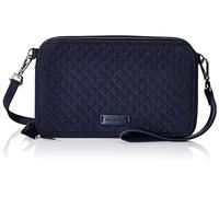 Vera Bradley Borsa all-in-One in Microfibra con Protezione RFID, Tracolla Donna, Vero Blu Navy, Taglia Unica