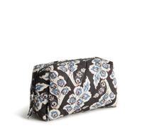 Vera Bradley Borsa cosmetica media da donna in twill di poliestere, Calyx + Quill Nero, Taglia unica, Poliestere Twill Medio Cosmetico