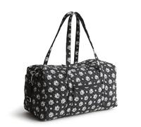 Vera Bradley Borsone da viaggio grande in cotone premium da donna, Argento e Nero Bandana Paisley, Taglia unica