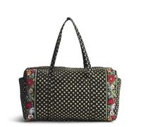 Vera Bradley Borsone da viaggio grande in cotone premium da donna, Nero vibrante, Taglia unica, Borsone da viaggio grande in cotone di alta qualità