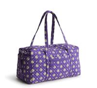 Vera Bradley Borsone da viaggio grande in cotone premium da donna, Viola e Oro Bandana Paisley, Taglia unica