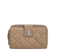 Vera Bradley Portafoglio da donna in twill RFID Turnlock, marrone chiaro, taglia unica