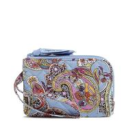 Vera Bradley Portafoglio in cotone con doppia cerniera e protezione RFID, motivo cachemire provenzale, taglia unica