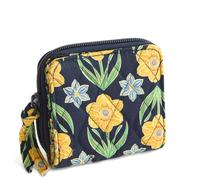 Vera Bradley Portafoglio piccolo con cerniera in cotone di alta qualità, narcisi, Narcisi