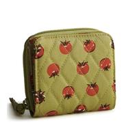Vera Bradley Portafoglio piccolo con cerniera in cotone premium, Palma Di Piccoli Pomodori, Taglia unica