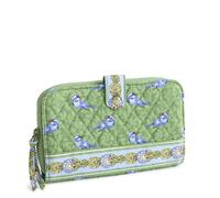 Vera Bradley Premium Cotton Large Tab Wallet, Portafoglio Donna, Green Birds, Taglia Unica