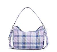 Vera Bradley Women's Cotton Frannie Crescent Crossbody Purse, Amethyst Plaid - Recycled Cotton, One Size