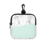 Vera marmo bianca, metà verde menta pastello, portamonete quadrato con cerniera, borsa portaoggetti, astuccio per spiccioli con fibbia a moschettone, portamonete