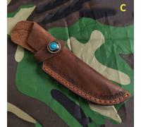 Vera Pelle Cintura Dritto Coltello Guaina Sacchetto Custodia Fisso Lama Rétro