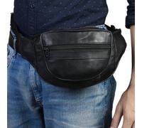 Vera Pelle Marsupio Designer Stile Nero Nuovo Grande Idea Regalo