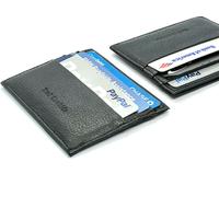 Vera pelle Nera Uomo Portafoglio Id Credito Carta Sottile Supporto Minimalista