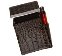 Vera Pelle Sigaretta da Portare Custodia Rigido Fumo Confezione a Scatto Lighter