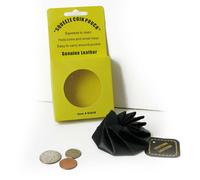 Vera Pelle Uomo a Mezzaluna Portamonete Cambio Tasca Frontale Supporto