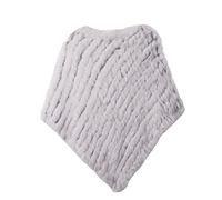 Vera Pelliccia Lavorata A Maglia Coniglio Poncho Gilet Moda Avvolgente Cappotto VTG Scialle Lady Naturale Festa Nuziale all'Ingrosso - 19 Grigio Chiaro, Taglia Unica