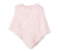 Vera Pelliccia Lavorata a Maglia di Pelliccia di Coniglio Poncho Gilet Gilet Moda Avvolgente Cappotto VTG Scialle Signora Pelliccia Naturale Festa di Nozze all'Ingrosso - 12 Colore Rosa, Taglia Unica