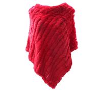Vera pelliccia lavorata a maglia in pelliccia di coniglio poncho gilet gilet moda avvolgente cappotto Vtg scialle signora pelliccia naturale festa di nozze all'ingrosso - 18 rosso, taglia unica