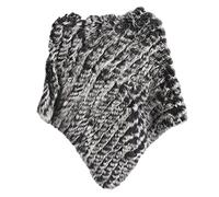 Vera Pelliccia Lavorata A Maglia Pelliccia di Coniglio Poncho Gilet Gilet Moda Avvolgente Cappotto VTG Scialle Lady Pelliccia Naturale Festa Nuziale all'Ingrosso - 6 Frost Black, Taglia Unica
