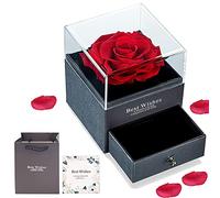 Vera Rosa eterna, Confezione Regalo di Gioielli in Rosa Conservati a Mano, Rosa Stabilizzata, Rosa Stabilizzata Vera con Borsa Regalo e Biglietto di Auguri Scritto a Mano Regali per San Valentine